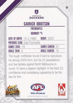 2011 Select AFL Champions #68 Garrick Ibbotson Back